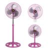 12 Inch Ventilador 110V Ac 75W Motor Electric Pedestal Fan 3 Metal Blades Ventilateur 3 En 1 Stand Fan - 12寸粉色六孔 白