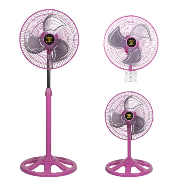 12 Inch Ventilador 110V Ac 75W Motor Electric Pedestal Fan 3 Metal Blades Ventilateur 3 En 1 Stand Fan - 12寸粉色六孔 白