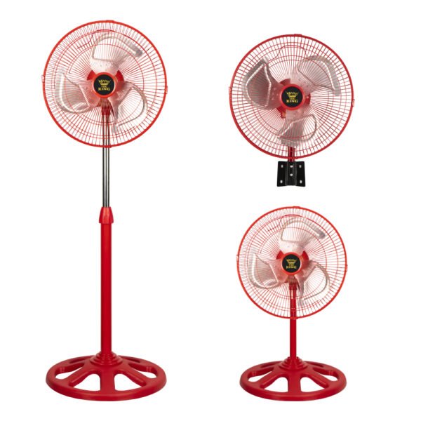12 Inch Ventilador 110V Ac 75W Motor Electric Pedestal Fan 3 Metal Blades Ventilateur 3 En 1 Stand Fan - 12寸红色六孔