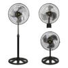 12 Inch Ventilador 110V Ac 75W Motor Electric Pedestal Fan 3 Metal Blades Ventilateur 3 En 1 Stand Fan - 12寸黑色六孔