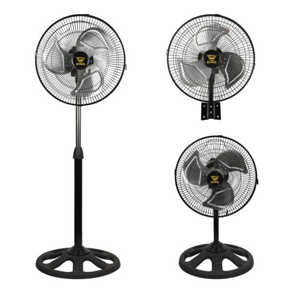 12 Inch Ventilador 110V Ac 75W Motor Electric Pedestal Fan 3 Metal Blades Ventilateur 3 En 1 Stand Fan - 12寸黑色六孔