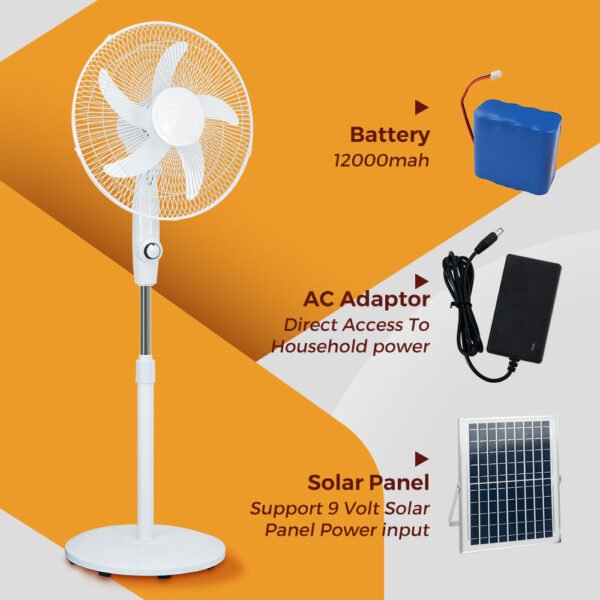 16 Inch Solar Fan with 12000mAh Rechargeable Battery Solar Powered Fans - 168带点