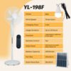 198F-SKU图 *Ventilador 16 Inch 18000MAH Solar Stand Fan BLDC Motor Pedestal Fan Remote Control Led Light Electric Rechargeable Solar Fan - 198F SKU图