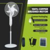 198F主图2 *Ventilador 16 Inch 18000MAH Solar Stand Fan BLDC Motor Pedestal Fan Remote Control Led Light Electric Rechargeable Solar Fan - 198F主图2