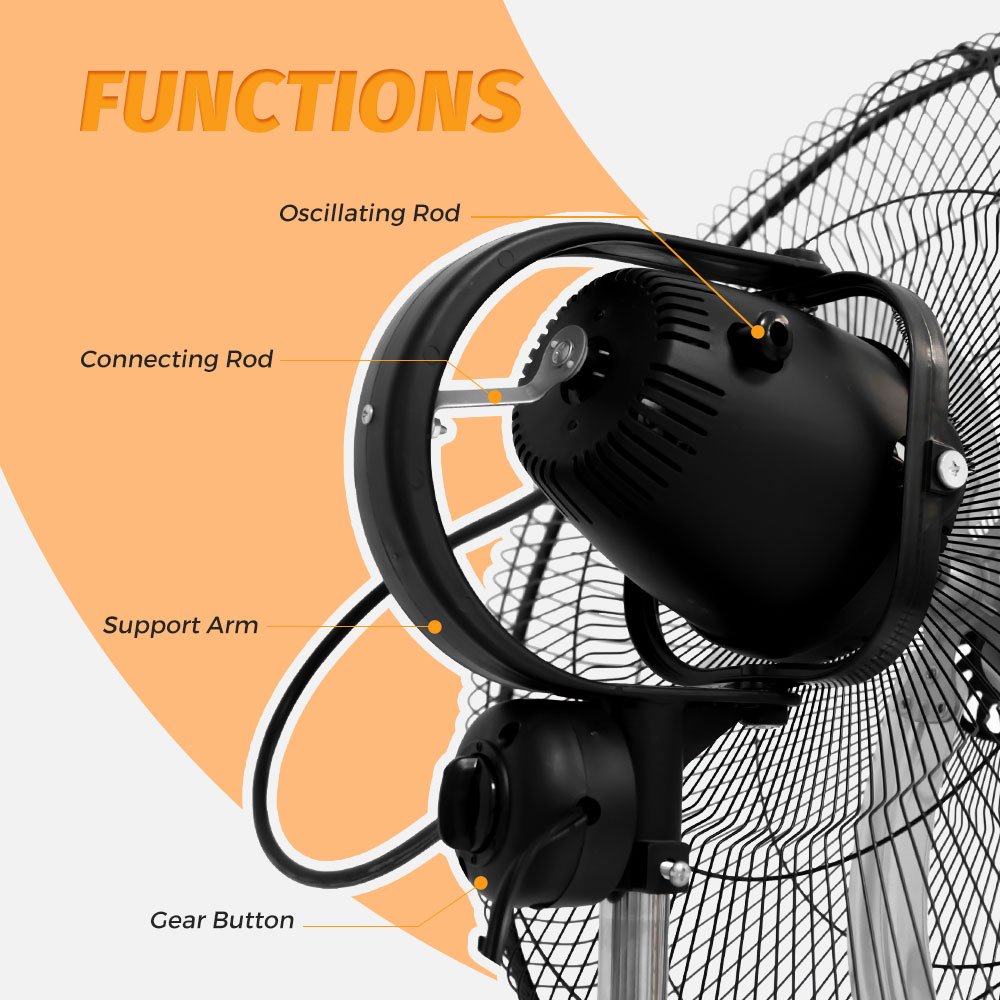 360 Degree Industrial Fan 18 Inch Ventilador 110V 90W AC Aluminum Copper Motor Stand Fan - 3 360 Degree Industrial Fan 18 Inch Ventilador 110V 90W AC Aluminum Copper Motor Stand Fan - Image 3