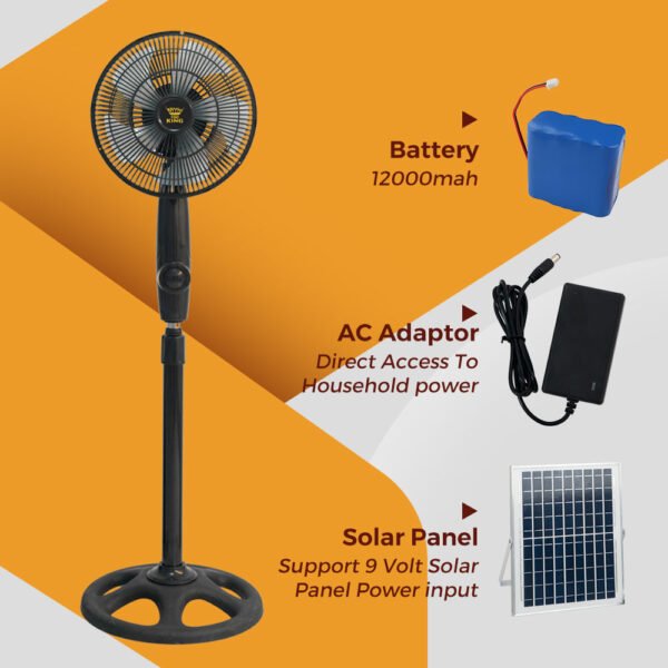 Factory Directly 10 Inch Stand Fan AC DC Motor 12000mah 9V 15W Mobile Rechargeable Fan - S10太阳能主图