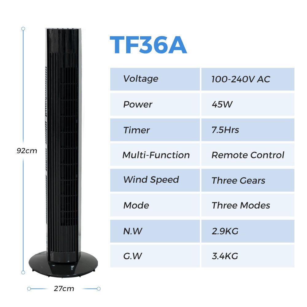 46 Inch Remote Control Pedestal Fans Leafless Ventilateur Bladeless Stand Fan Cooler 36 Inch Tower Fan - 2 46 Inch Remote Control Pedestal Fans Leafless Ventilateur Bladeless Stand Fan Cooler 36 Inch Tower Fan - Image 2