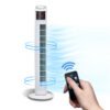 TF36L白色-遥控 Remote Control 36 Inch Floor Fan Stand Fan With LCD Display 7.5H Timer Oscillating Bladeless Tower Fan - TF36L白色 遥控