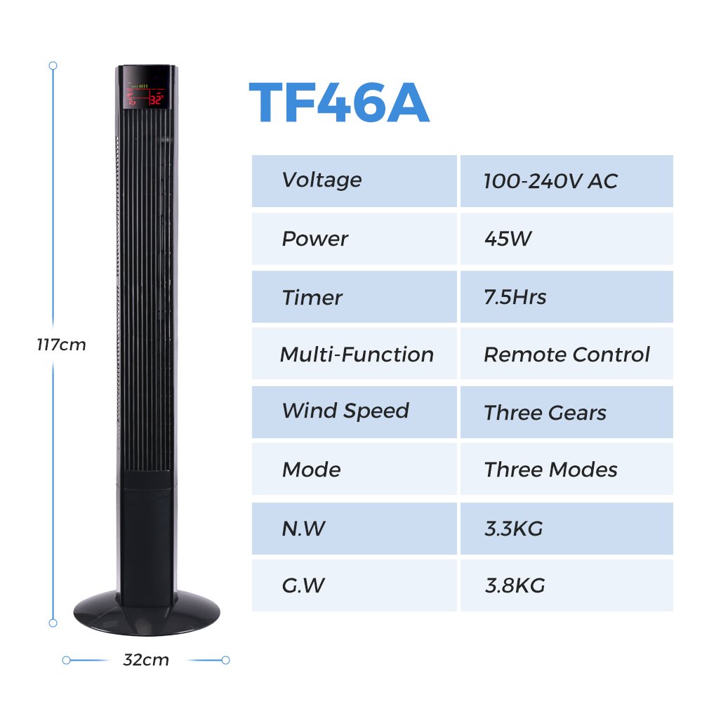 46 Inch Remote Control Pedestal Fans Leafless Ventilateur Bladeless Stand Fan Cooler 36 Inch Tower Fan - 3 46 Inch Remote Control Pedestal Fans Leafless Ventilateur Bladeless Stand Fan Cooler 36 Inch Tower Fan - Image 3