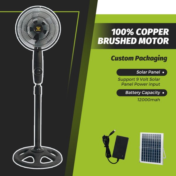 Factory Directly 10 Inch Stand Fan AC DC Motor 12000mah 9V 15W Mobile Rechargeable Fan - s10主图2