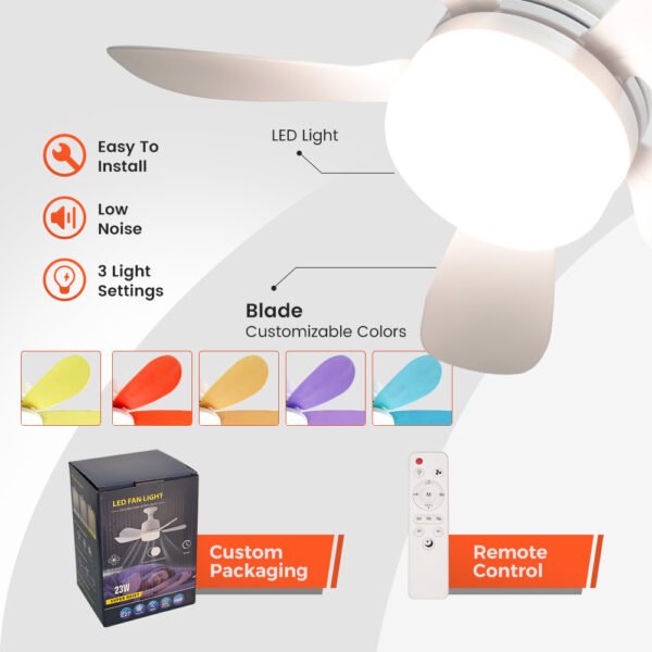吊扇灯2主图 16 Inch Modern Ceiling Fan Dimming Fan Bulb Home Decor 360 Rotating Remote Control Ceiling Led Fan Light - 吊扇灯2主图