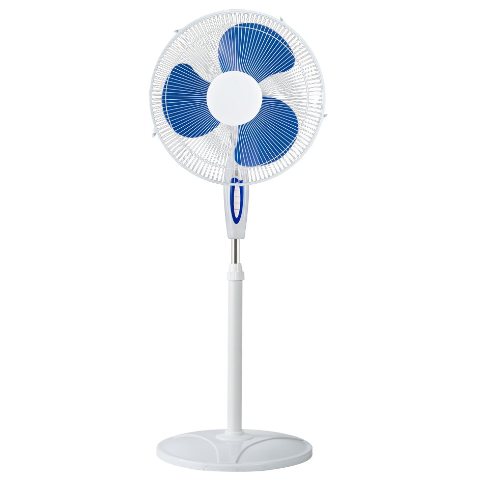 16 Inch 3 pp Blades Blue White Spider Base Cross Base Stand Fan for Home - 2 16 Inch 3 pp Blades Blue White Spider Base Cross Base Stand Fan for Home - Image 2