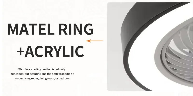 Chandelier 5 ABS Blades Copper Moto Retractable Invisible Led Ceiling Fan With Light - 细节1